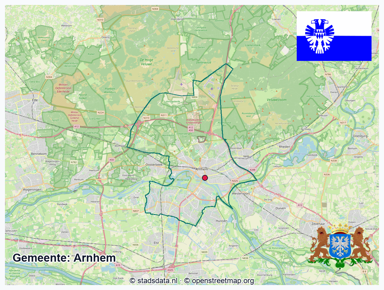 Schematische gemeentegrens Arnhem